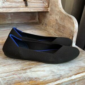 Rothy's Black Flats with Blue Accents